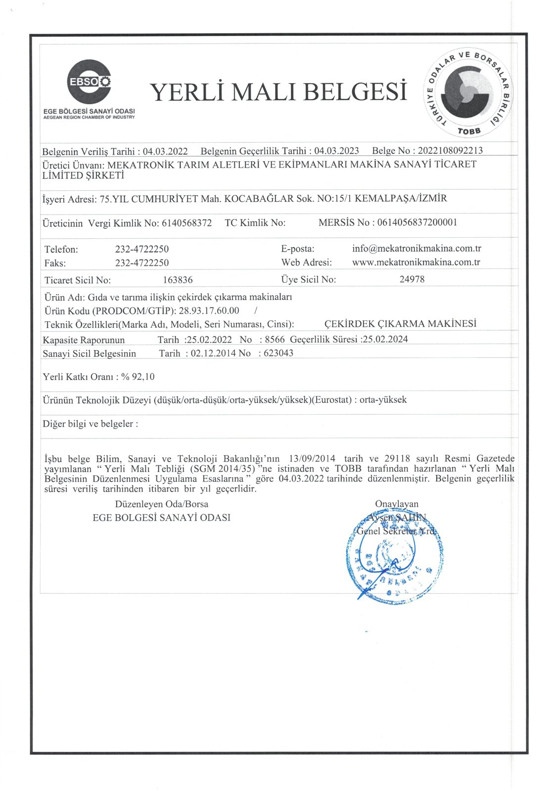 Copia escaneada del certificado Deshuesadora